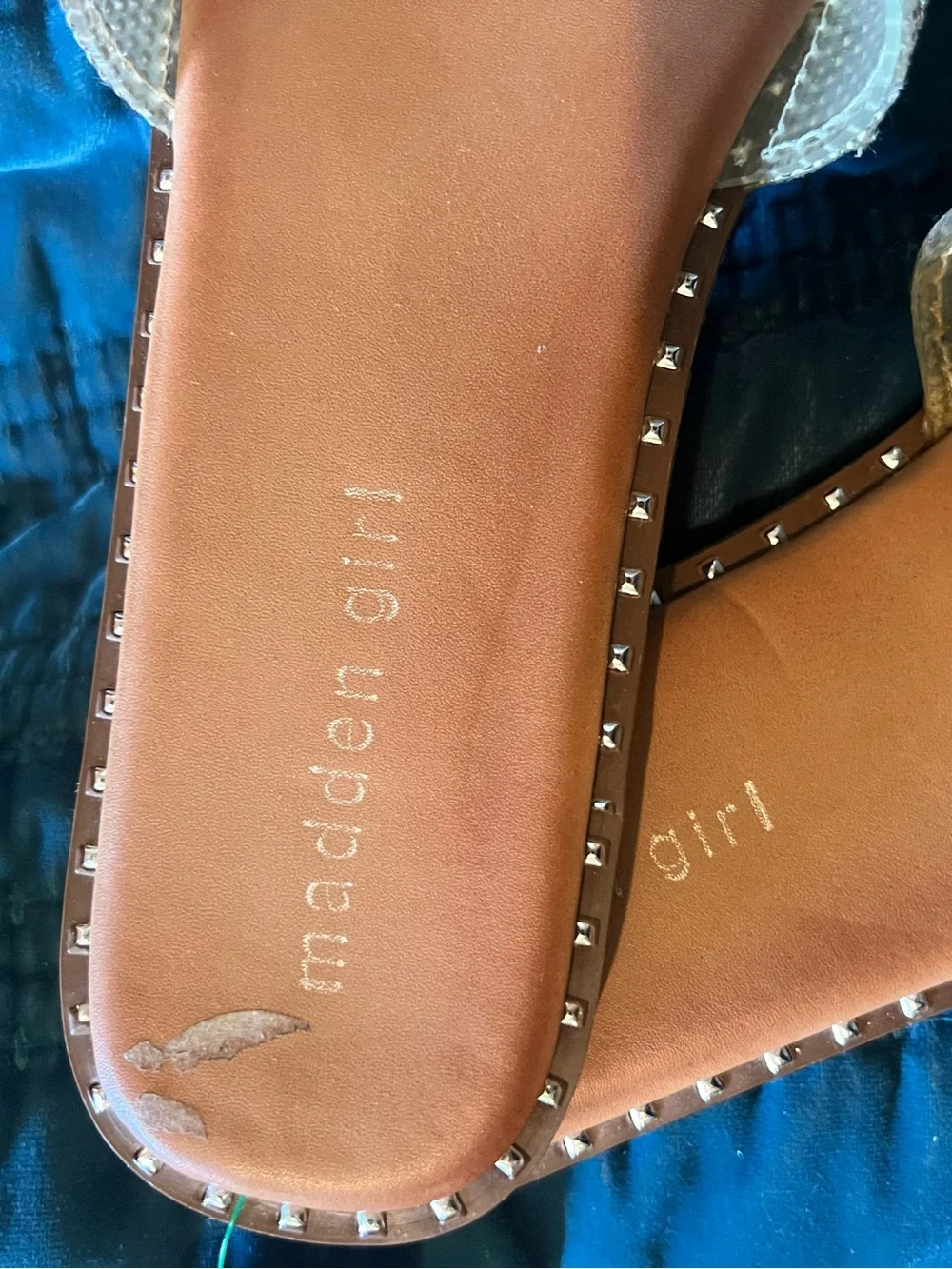 Madden Girl Gold Crystal H-Style Slide Sandals